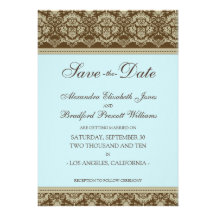 5x7 Flat Save the Date Vintage Baroque : baby blue Personalized Invite