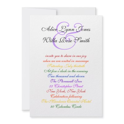 5x7 Gay Wedding Rainbow LGBT Pride Basic Paper Custom Announcements by gayweddings