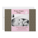 5x7 Girl Nautical Sailing PHOTO Birth Announcement invitations