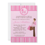 5x7 Girl Pink Mum Carriage Baby Shower Invitation