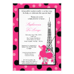5x7 Girl Pink Poodle Paris Baby Shower Invitation