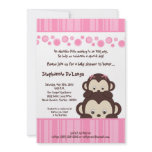 5x7 Girl Pink Pop Monkey Baby Shower Invitation
