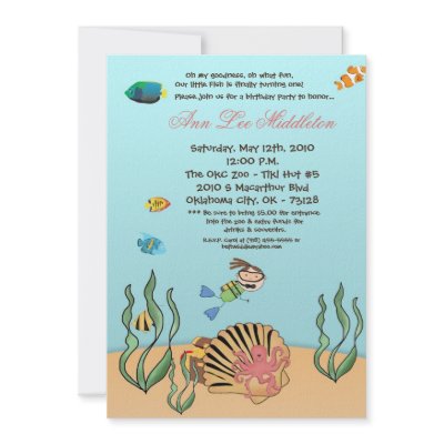 5x7 Girl Under the Sea  Birthday Party Invitation by thepapergenius