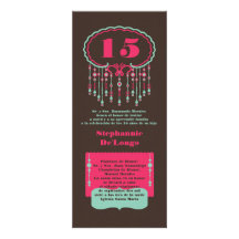 5x7 Girly Ornate Quinceanera Birthday Invitation