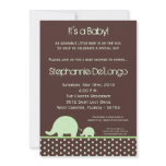 5x7 Green Neut Mod Elephant Baby Shower Invitation