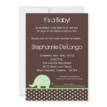 5x7 Green Neut Mod Elephant Baby Shower Invitation