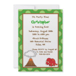 5x7 Green Polkadot Dinosaur Birthday Invite
