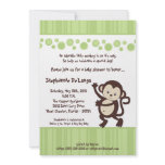 5x7 Green Pop Monkey Neutra Baby Shower Invitation
