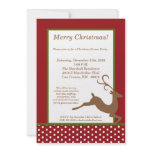 5x7 Green Red Reindeer Christmas Party Invitation