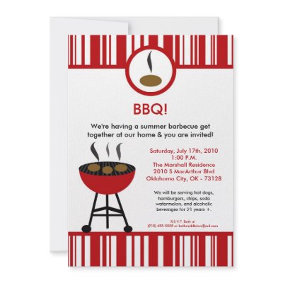 5x7 Grill Summer Time Picnic Barbecue Invitation by thepapergenius