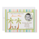 5x7 Hawaiian Luau Monkeys PHOTO Birth Announcement