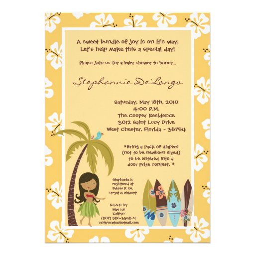 5x7 Hawaiian Luau Tropical Baby Shower Invitation