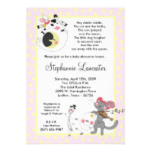 5x7 Hey Diddle Didd Nursery Baby Shower Invitation