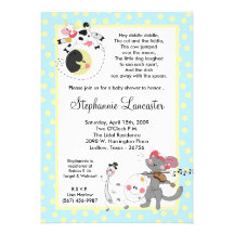 5x7 Hey Diddle Didd Nursery Baby Shower Invitation