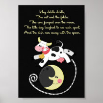 5x7 Hey Diddle Diddle Rhyme Kids Room Wall Art Print