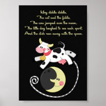 5x7 Hey Diddle Diddle Rhyme Kids Room Wall Art Print