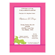 5x7 Hot Pink Aligator Baby Shower Invitation