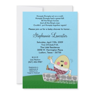 5x7 Humpty Dumpty Nursery Baby Shower Invitation by thepapergenius