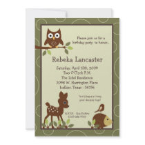 5x7 Invite - Forrest Animal Birthday Invitation