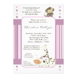 5x7 Jacana Girly Jungle Zoo Baby Shower Invitation
