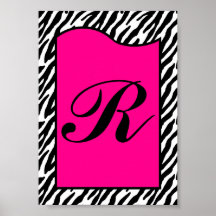 5x7 Letter Wall Art Hot Pink Zebra Animal Print