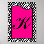5x7 Letter Wall Art Hot Pink Zebra Animal Print