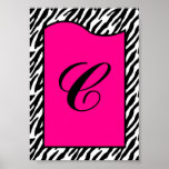 5x7 Letter Wall Art Hot Pink Zebra Animal Print