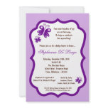 5x7 Light Purple Butterfly Baby Shower Personalized Invites