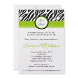 5x7 Lime Green Zebra Print Baby Shower Invitation