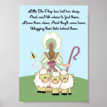 5x7 Little Bo Peep Sheep Rhyme Kids Room Wall Art Posters