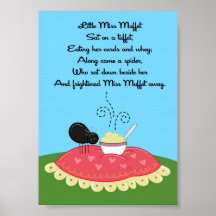 5x7 Little Miss Muffet Rhyme Kids Room Wall Art Posters