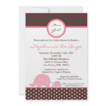 5x7 Mod Pink Girly Elephant Baby Shower Invitation