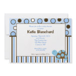 5x7 Mod Turtle Blue Trendy Dot Baby Shower Invitation