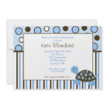 5x7 Mod Turtle Blue Trendy Dot Baby Shower invitations