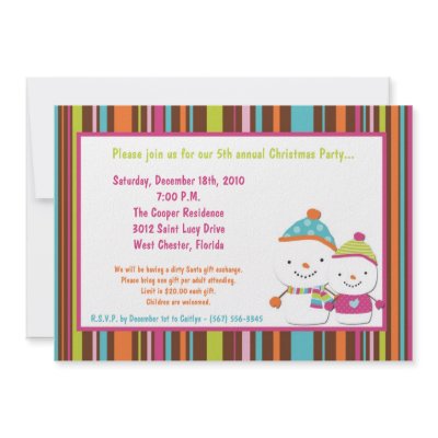 5x7 Modern Snowman Christmas Party Invitation by AnnLeeDesigns