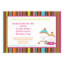 5x7 Modern Snowman Christmas Party Invitation