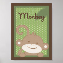 5x7 "Monkey" Jungle Safari Baby Bedding Wall Art Posters