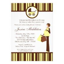 5x7 Neu Yellow Mum Carriage Baby Shower Invitation