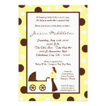5x7 Neu Yellow Mum Carriage Baby Shower Invitation