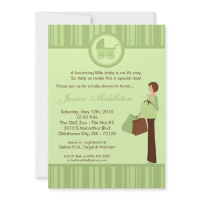 5x7 Neut Green Mum Carriage Baby Shower Invitation by thepapergenius
