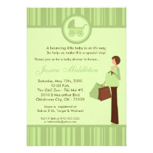 5x7 Neut Green Mum Carriage Baby Shower Invitation