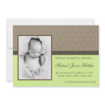 5x7 Neutr Green Polka Dot PHOTO Birth Announcement