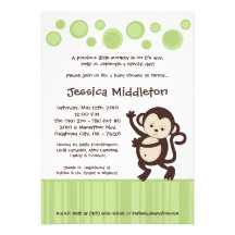 5x7 Neutra Pop Monkey Dance Baby Shower Invitation