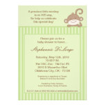 5x7 Neutral Green Monkey Baby Shower Invitation