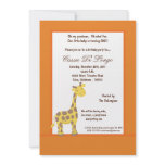 5x7 Orange Giraffe Birthday Party Invite