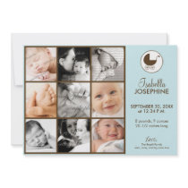 5x7 Photo Collage Blue Baby Birth Announcement