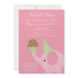 5x7 Pink Elephant Birthday Invitation