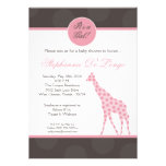 5x7 Pink Polka Dot Giraffe Baby Shower Invitation
