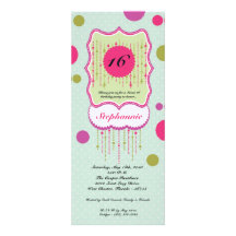 5x7 Polka Dot Ornate Sweet 16 Birthday Invitation