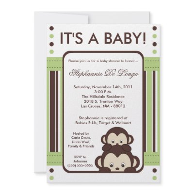 5x7 Pop Monkey Neutral Jung Baby Shower Invitation by monkeyfrog